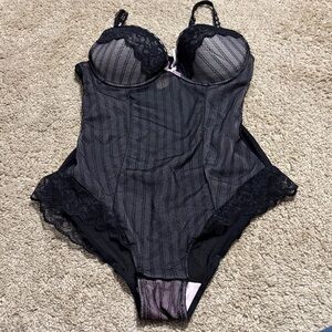 Sophie b. Black With Pink Accent Teddy Lingerie Lace Small